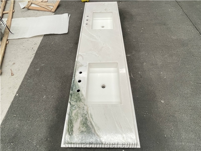 Panda White Marble Composite Basin Bathroom Sink
