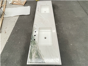 Panda White Marble Composite Basin Bathroom Sink