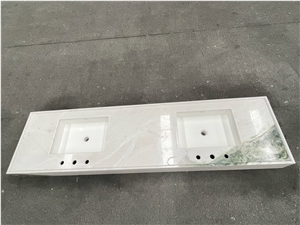 Panda White Marble Composite Basin Bathroom Sink