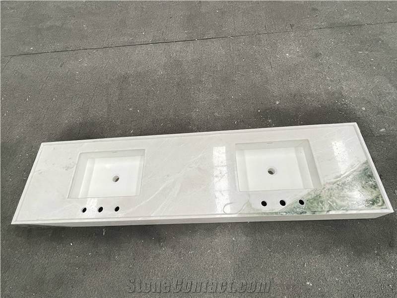 Panda White Marble Composite Basin Bathroom Sink