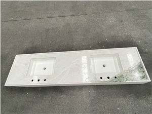 Panda White Marble Composite Basin Bathroom Sink