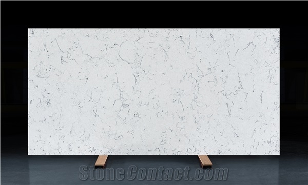 MH5029 Artificial Quartz Slabs White Color With Purple Veins