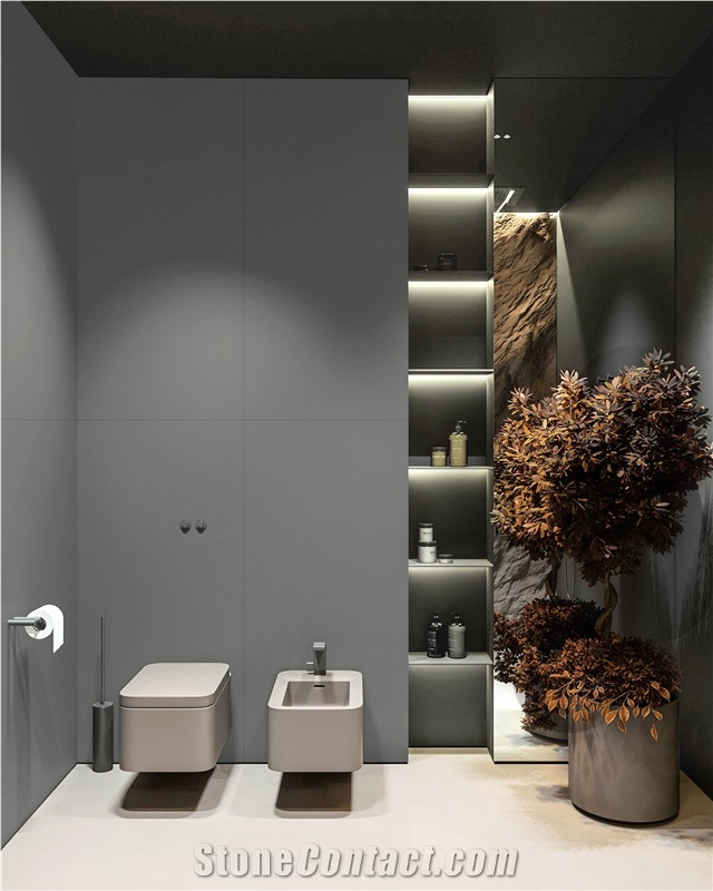 New Pure Color Gray Shower Wallboard Artificial Marble