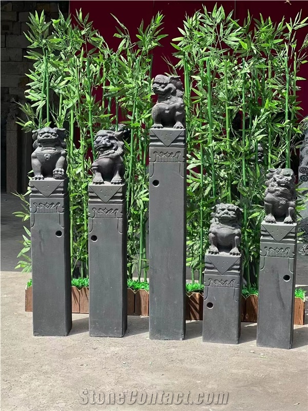 Landscape Carved Column Capital Outdoor Stone Pilar