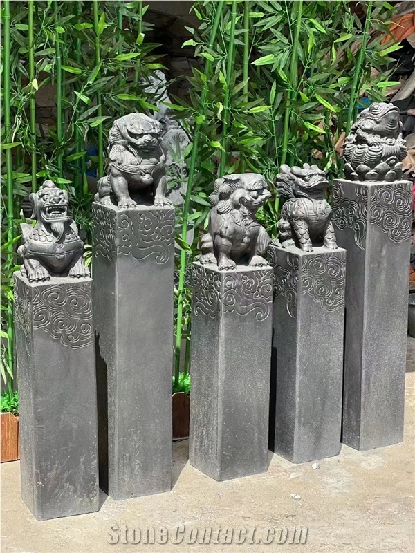 Landscape Carved Column Capital Outdoor Stone Pilar