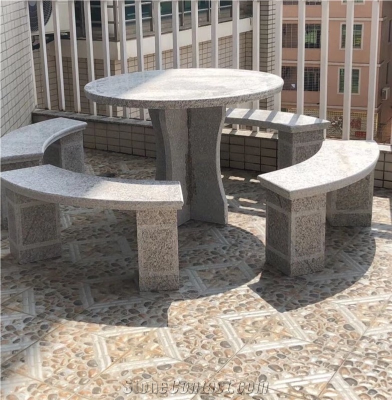 Outdoor Granite Table Set Garden Stone Bench