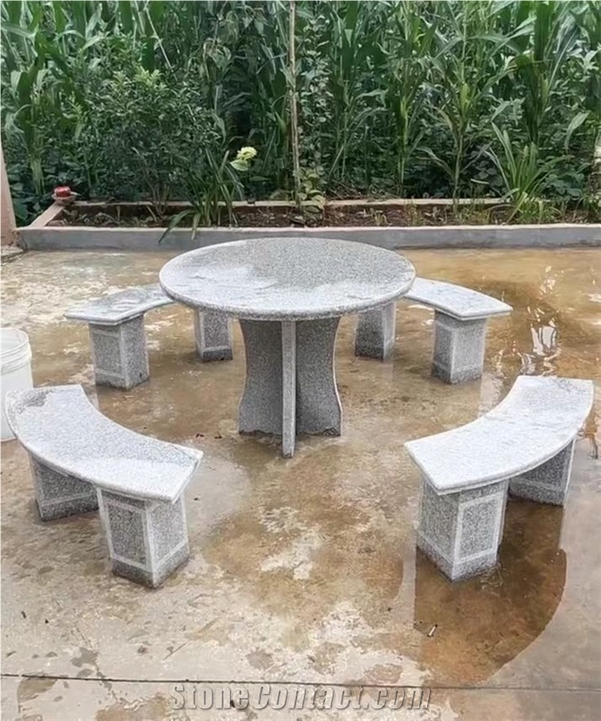 Outdoor Granite Table Set Garden Stone Bench