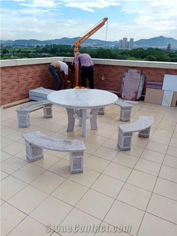 Outdoor Granite Table Set Garden Stone Bench