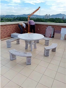 Outdoor Granite Table Set Garden Stone Bench