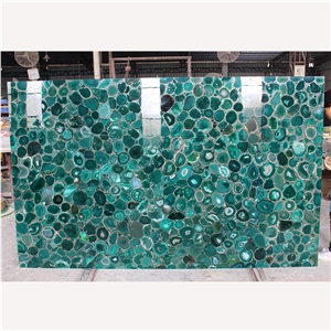 Custom Backlit Semiprecious Green Agate Stone Slabs