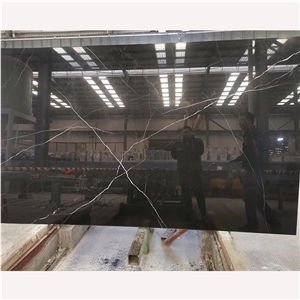 CNC Carving Black Marble Stone Wall Art Panels Wave Pattern- 3D Wall Decor Panels