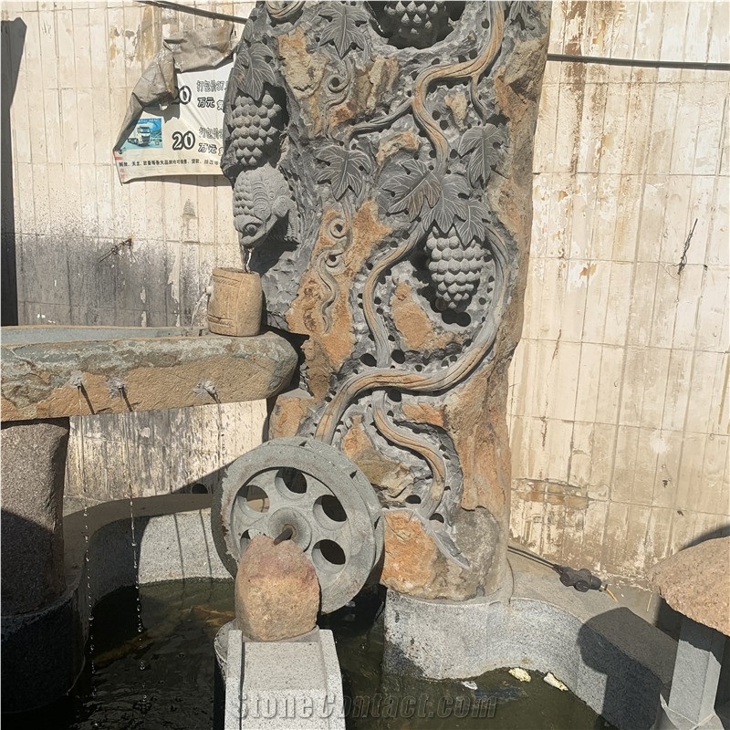 Hand Carved Garden Water Feature Stone Fountain For Outdoor
