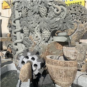 Hand Carved Garden Water Feature Stone Fountain For Outdoor