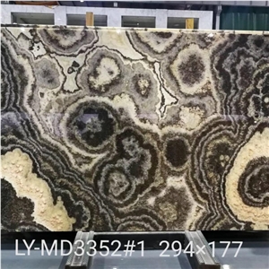 Natural Black Onyx Slabs Polished Stone Panel