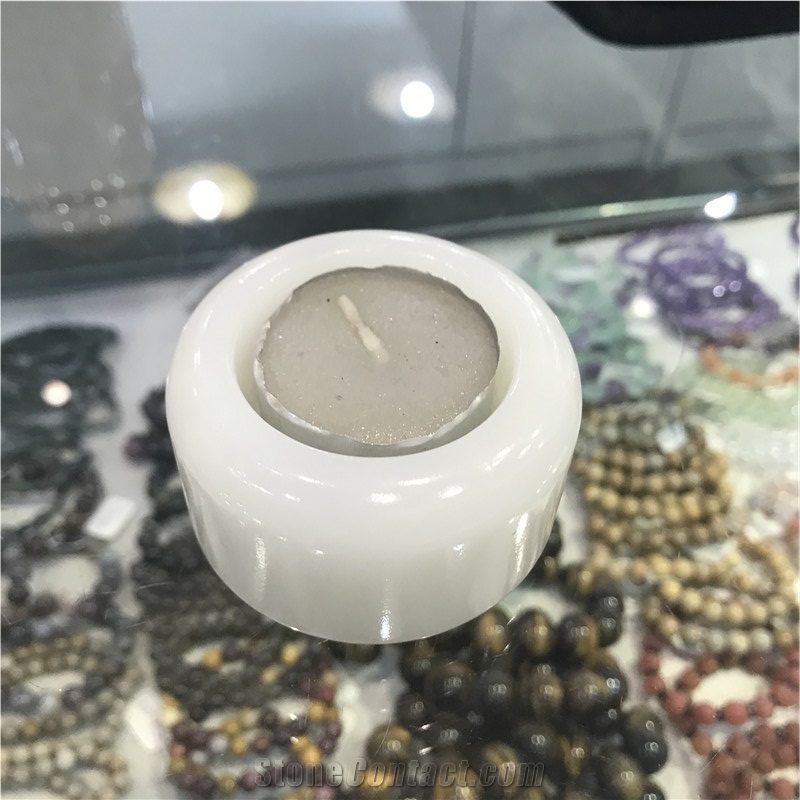 Wholesales Customize White Onyx Candle Holder For Hotel Home