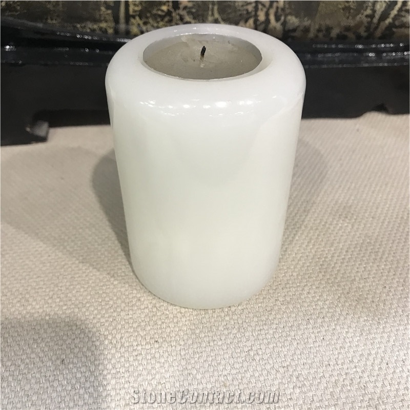 Wholesales Customize White Onyx Candle Holder For Hotel Home