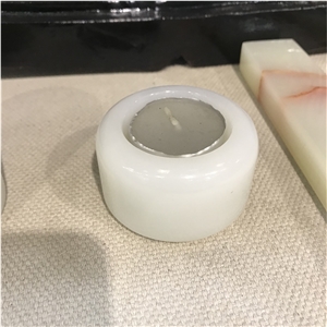 Wholesales Customize White Onyx Candle Holder For Hotel Home