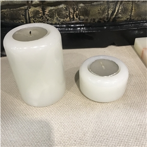 Wholesales Customize White Onyx Candle Holder For Hotel Home