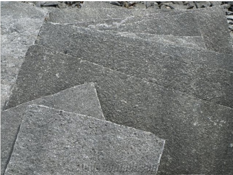 Black Porphyry Hand Cut Paving Tiles