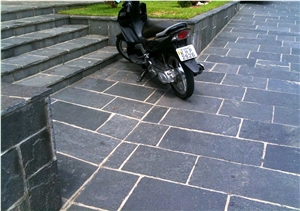 Black Porphyry Hand Cut Paving Tiles