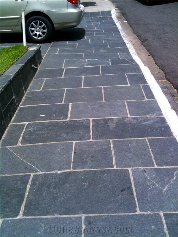 Black Porphyry Hand Cut Paving Tiles
