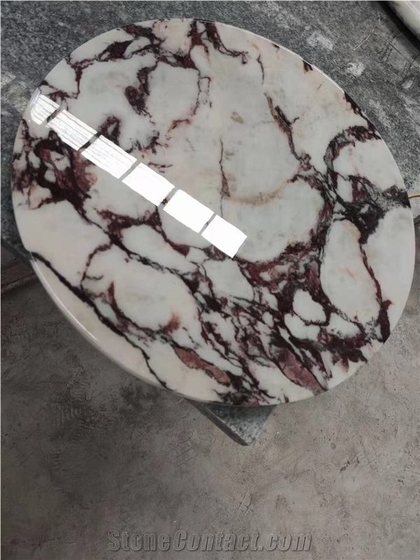 Glaze Round Stone Dining Table Marble Calacatta Viola Tops