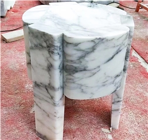 Interior Stone Side Table Marble Arabescato Hotel Furniture