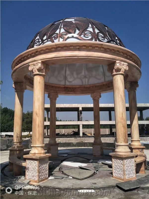 Landscaping Stone Gazebo Marble Sunset Garden Pavilion Carve