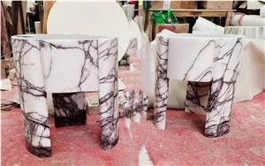Lux Stone Office Side Table Marble Milas Cafe Home Furniture