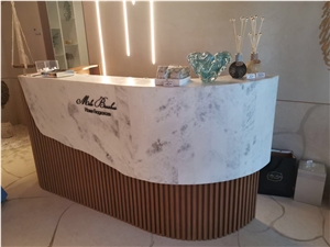 Marble Interior Reception Desk Stone Monte Bianco Furniture