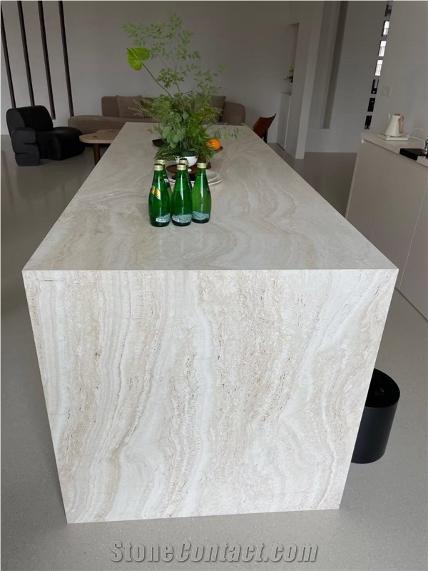 Prefab Stone Countertop Miter Travertino Kitchen Island Tops