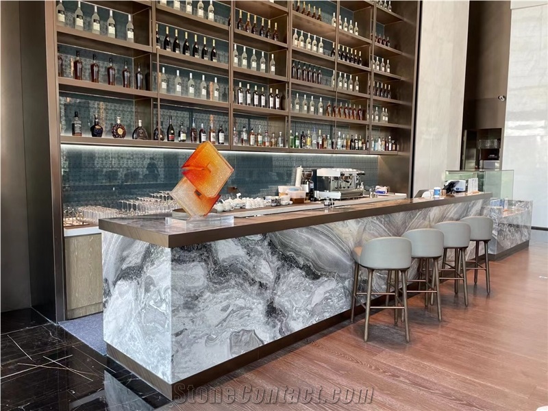 Prefab Stone Hotel Bar Tops Marble Venice Brown Bar Countertop