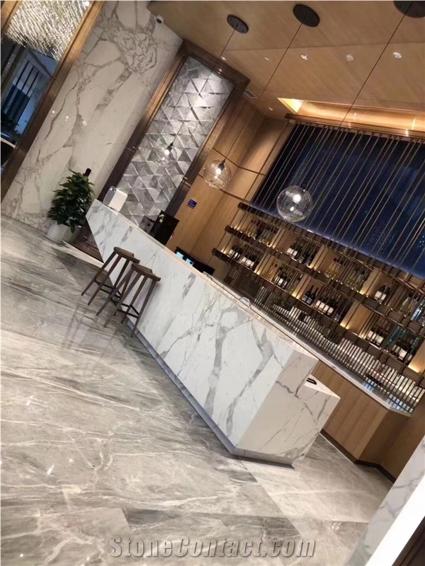 Prefab Stone Kitchen Bar Tops Marble Calacatta Oro Benchtops