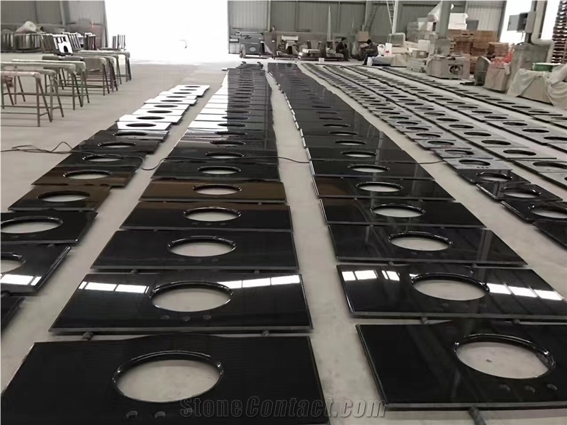 Prefab Stone Vanity Tops Granite Absolute Black Bathroom Top