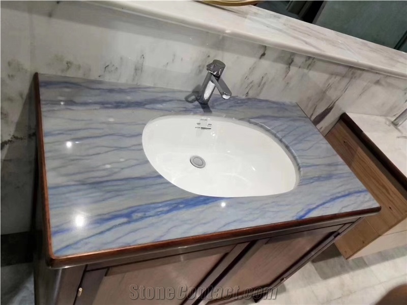 Prefab Stone Wrapped Reception Counters Travertine Bar Tops