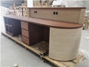 Prefab Stone Wrapping Bank Tops Travertino Romano Counertop