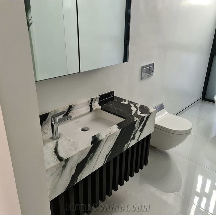 Prefab Stone Wrapping Bank Tops Travertino Romano Counertop