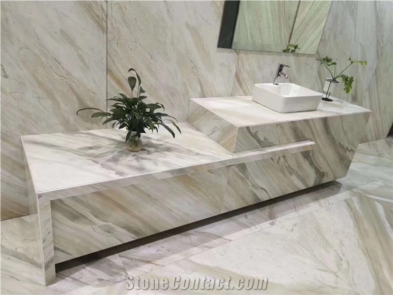 Prefab Stone Wrapping Bank Tops Travertino Romano Counertop