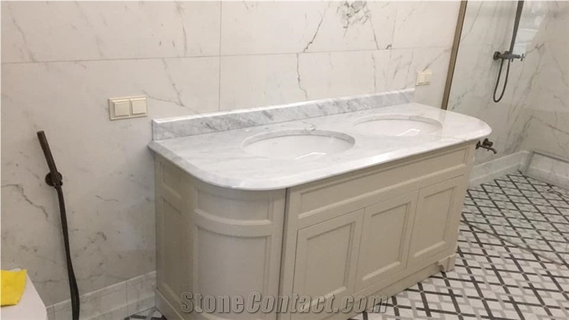 Prefab Stone Wrapping Bank Tops Travertino Romano Counertop