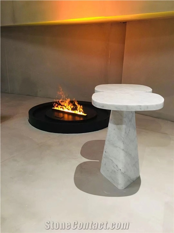Solid Stone Hotel Side Table Marble Carrara Coffee Furniture