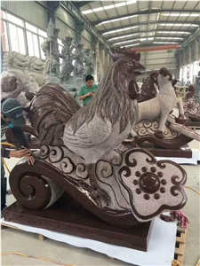Stone Animal Head Statue Granite Sheep Garden Art Sculpture