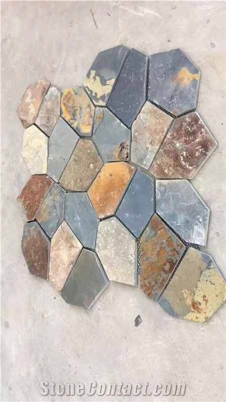 Stone Mesh Backed Pavers Grey Slate Stepping Garden Stone