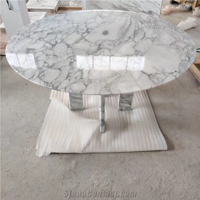 Stone Office Design Furniture Marble Arabescato Dining Table