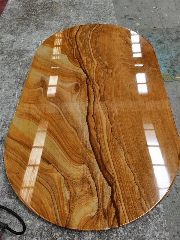 Stone Restaurant Table Tops Glazed Sandstone Oval Cafe Table