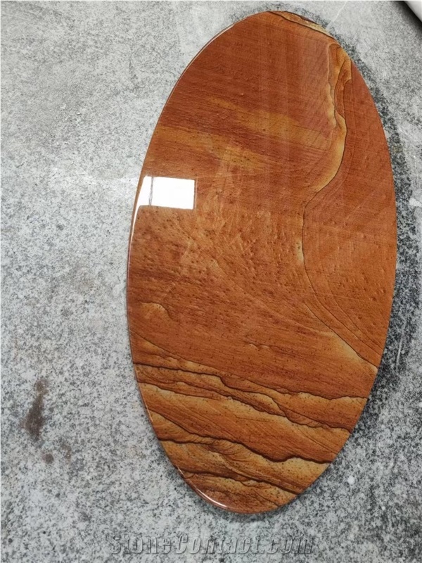 Stone Restaurant Table Tops Glazed Sandstone Oval Cafe Table