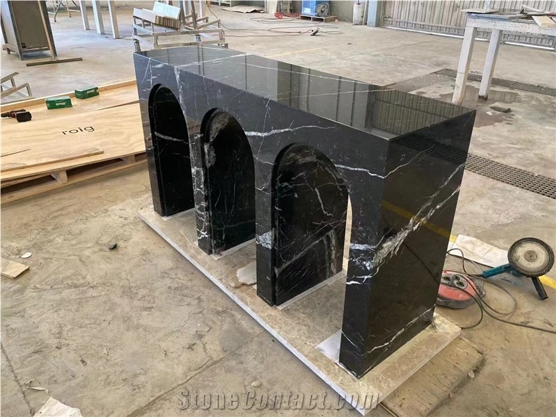 Waterjet Round Stone Table Tops Marble Viola Inlaid Work Top