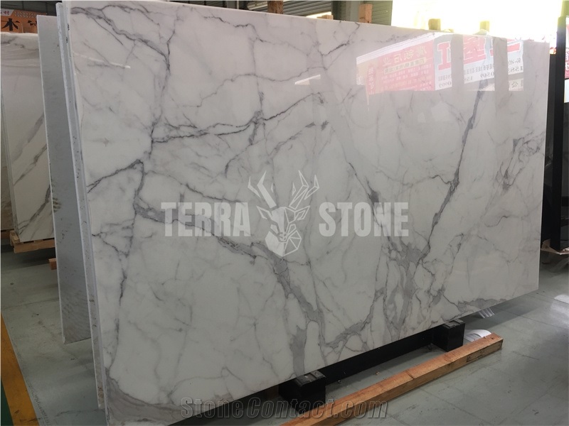 Artifical Marble Carrera White Stone Nano Glass Slab
