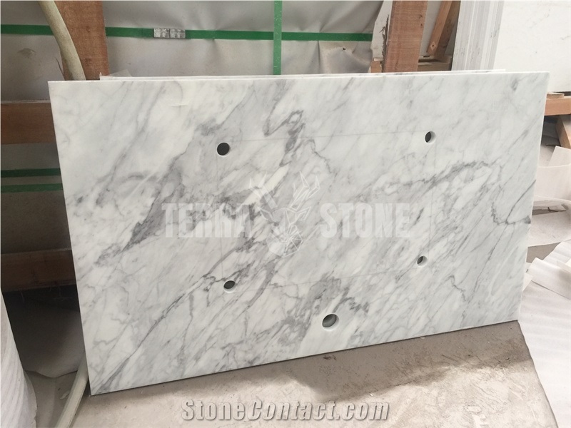 Artifical Marble Carrera White Stone Nano Glass Slab