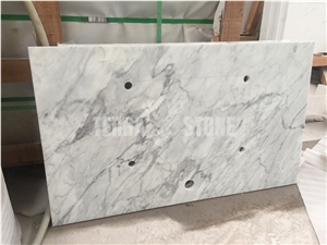 Artifical Marble Carrera White Stone Nano Glass Slab
