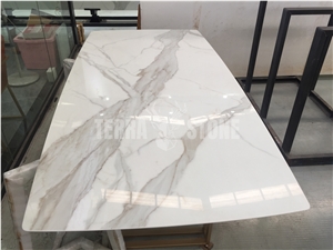 Calacatta Gold Nano Glass Artificial Marble Table Top